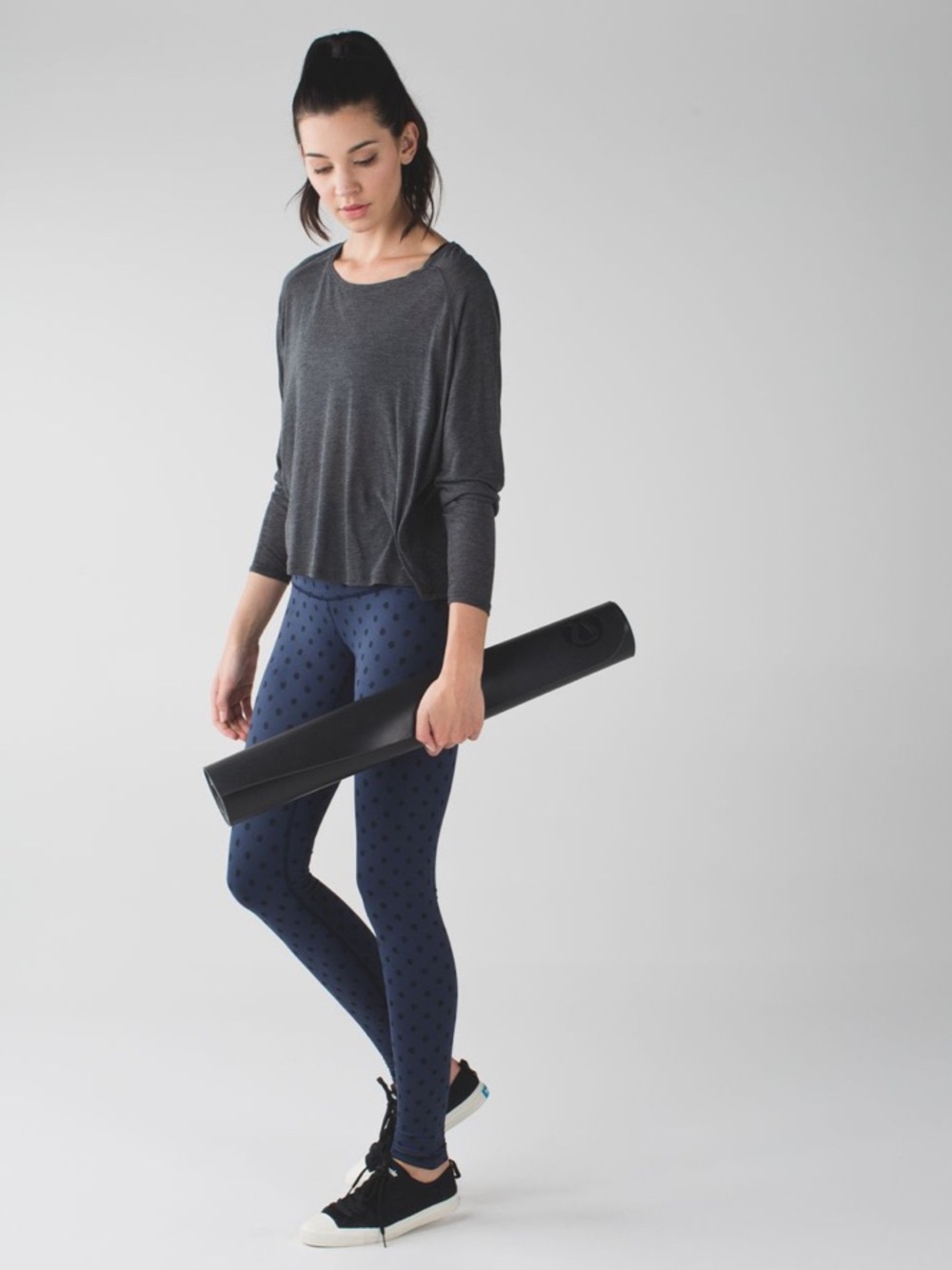 Lululemon Wunder Under Pant Hi Rise Full on Luon Ghost Dot Deep Navy Black 8